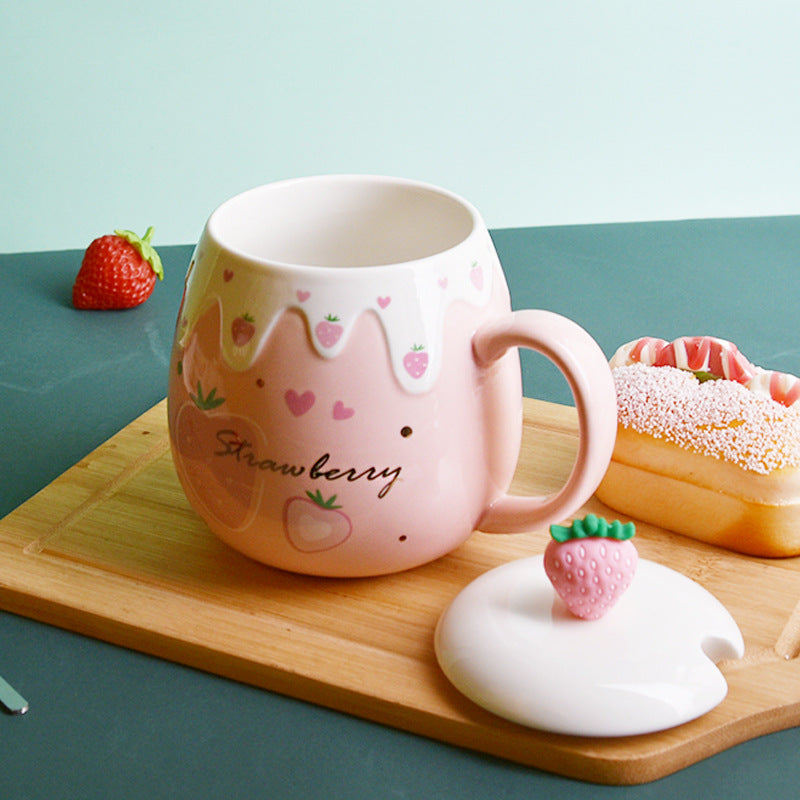 Personalized Mug Ceramic Cup With Lid Spoon