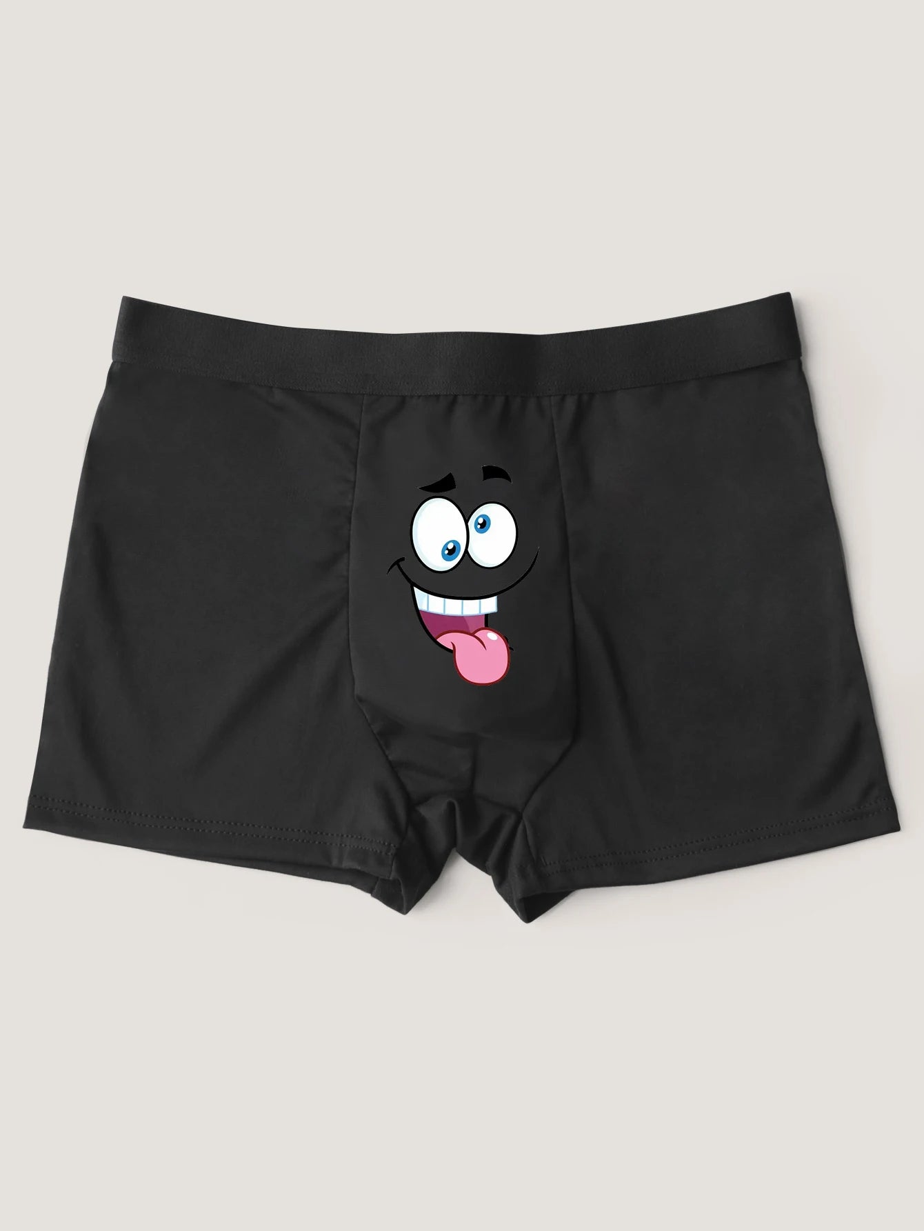 Large Size Men's Breathable Boxer Shorts – Funny Face Print Gift for Men & Dad