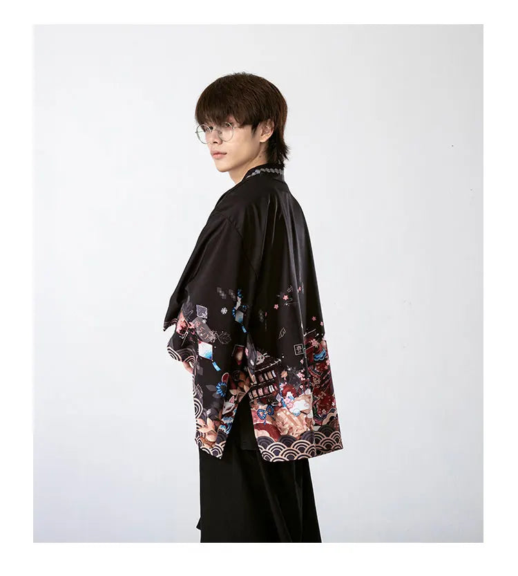 2023 New Summer Loose Red Black Japanese Samurai Streetwear Cardigan Women Men Harajuku Haori Kimono Cosplay Blouse Top Yukata