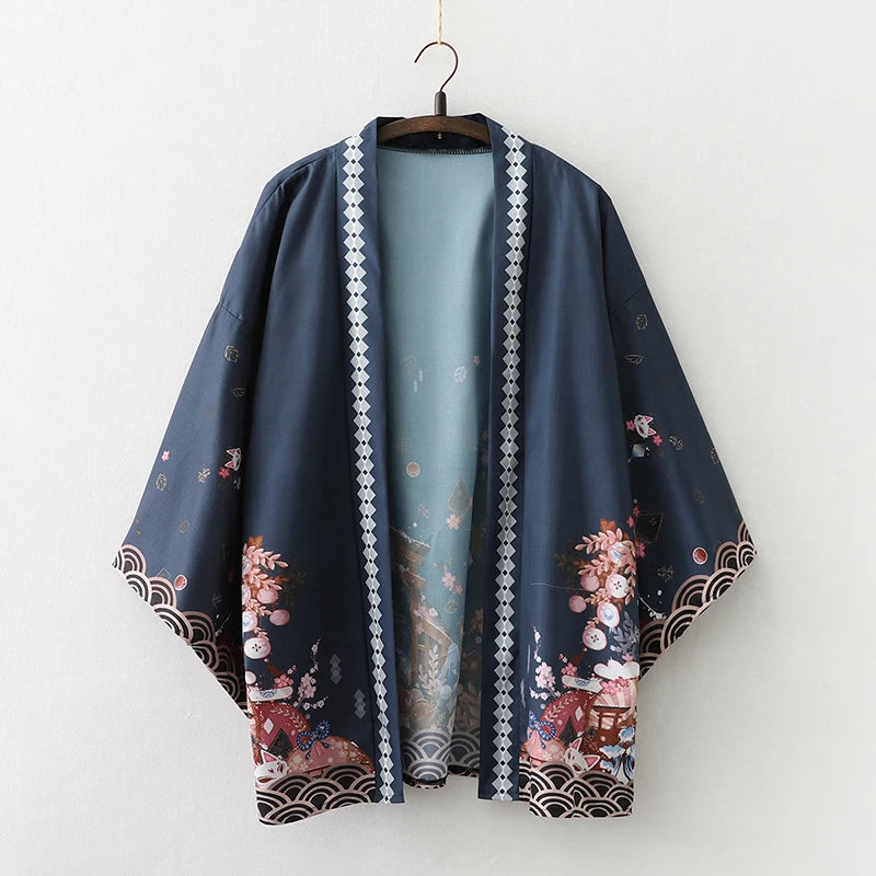 2023 New Summer Loose Red Black Japanese Samurai Streetwear Cardigan Women Men Harajuku Haori Kimono Cosplay Blouse Top Yukata
