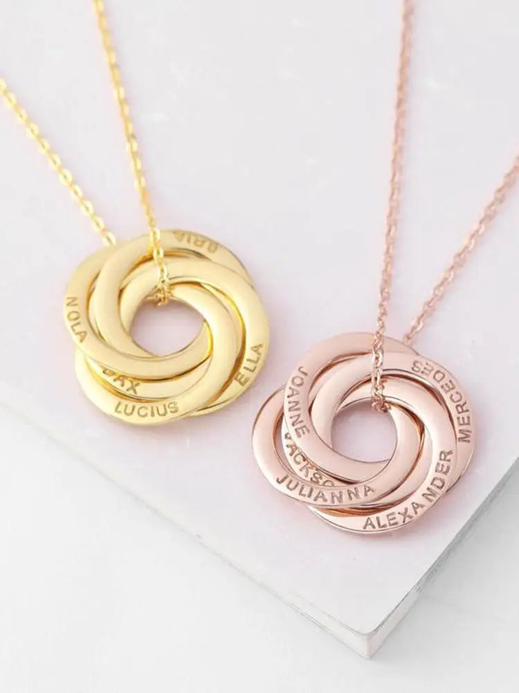Custom Name Necklace Personality Stainless Steel Multi-round Lady Necklace Custom Name Jewelry Friend Gift