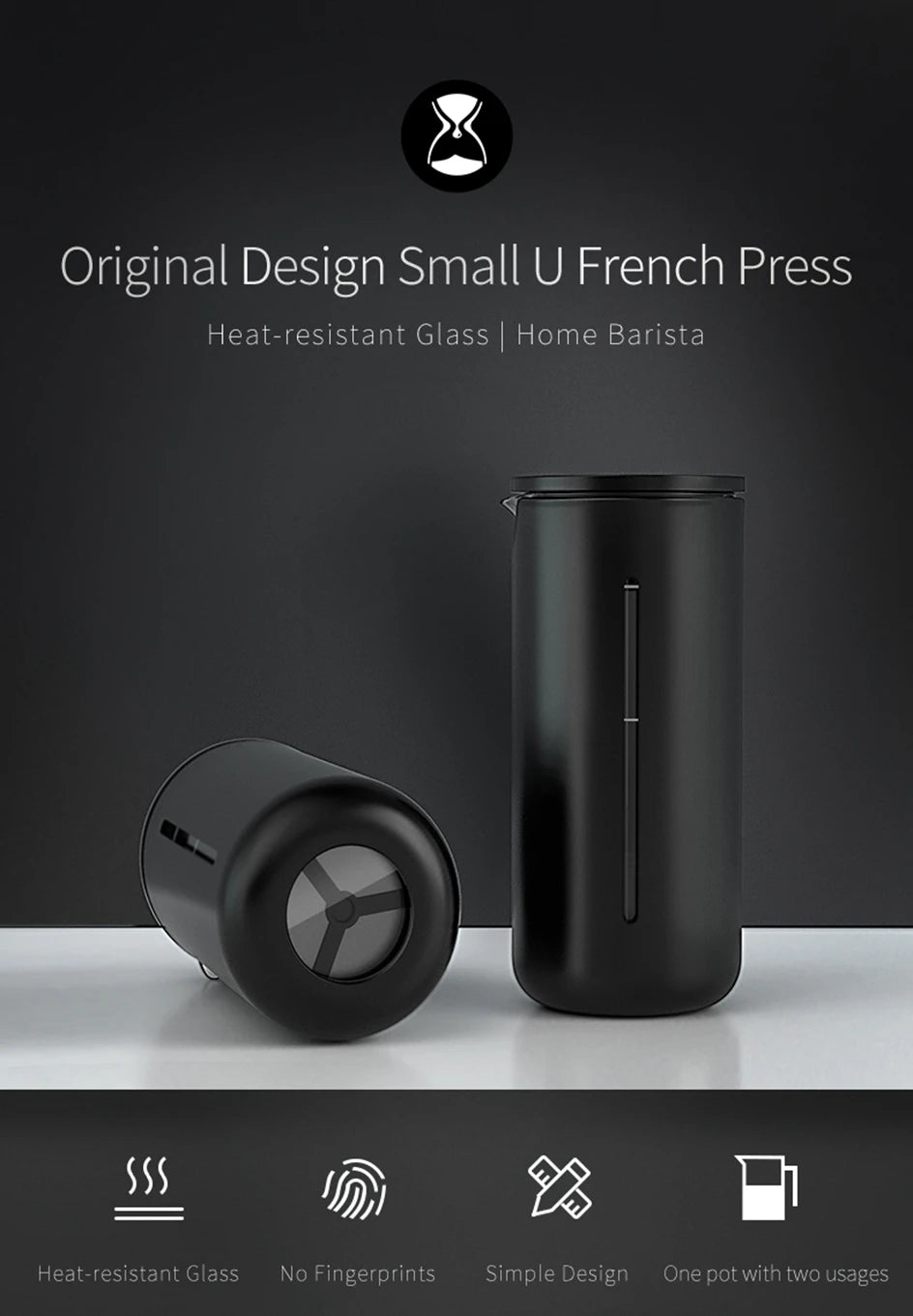 TIMEMORE Store French Press Coffee Small U 450ml Maker Utensils Mug White Black For Kitchen Home Trave Office