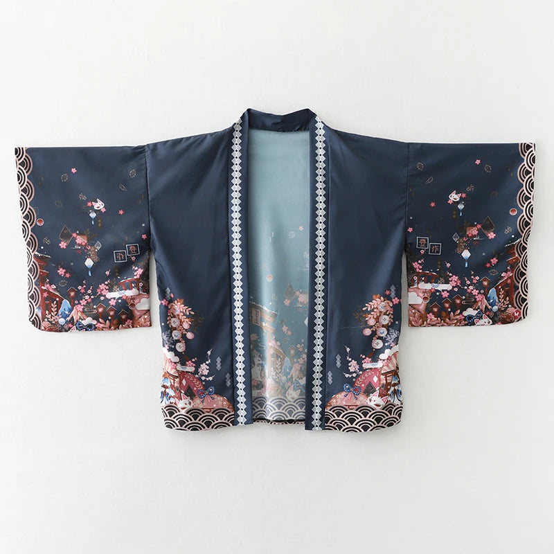 2023 New Summer Loose Red Black Japanese Samurai Streetwear Cardigan Women Men Harajuku Haori Kimono Cosplay Blouse Top Yukata
