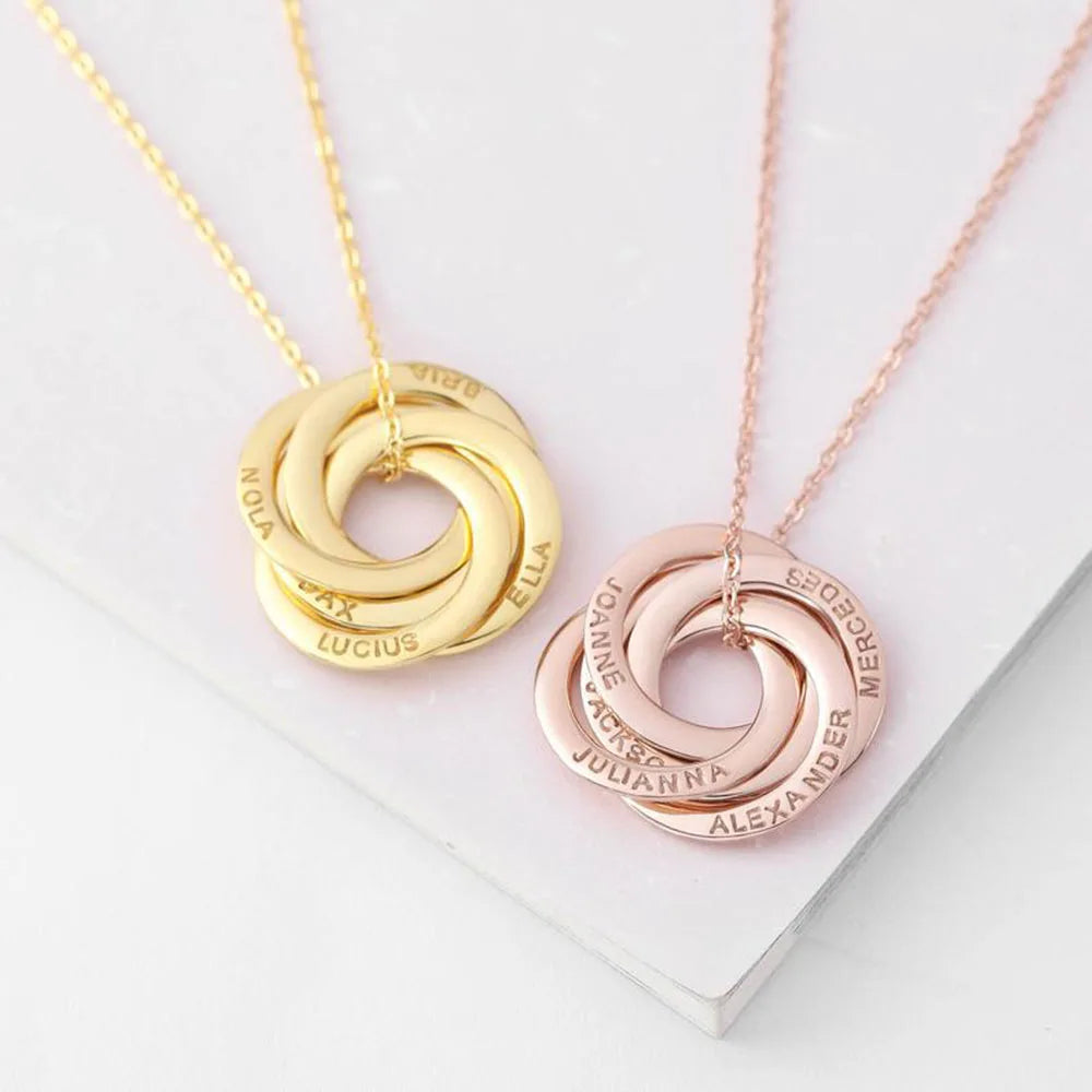 Custom Name Necklace Personality Stainless Steel Multi-round Lady Necklace Custom Name Jewelry Friend Gift