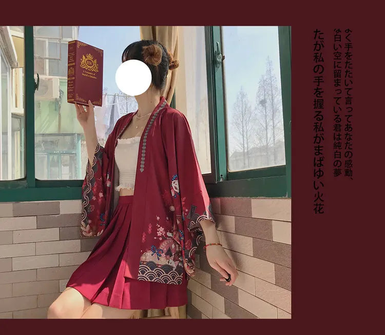 2023 New Summer Loose Red Black Japanese Samurai Streetwear Cardigan Women Men Harajuku Haori Kimono Cosplay Blouse Top Yukata