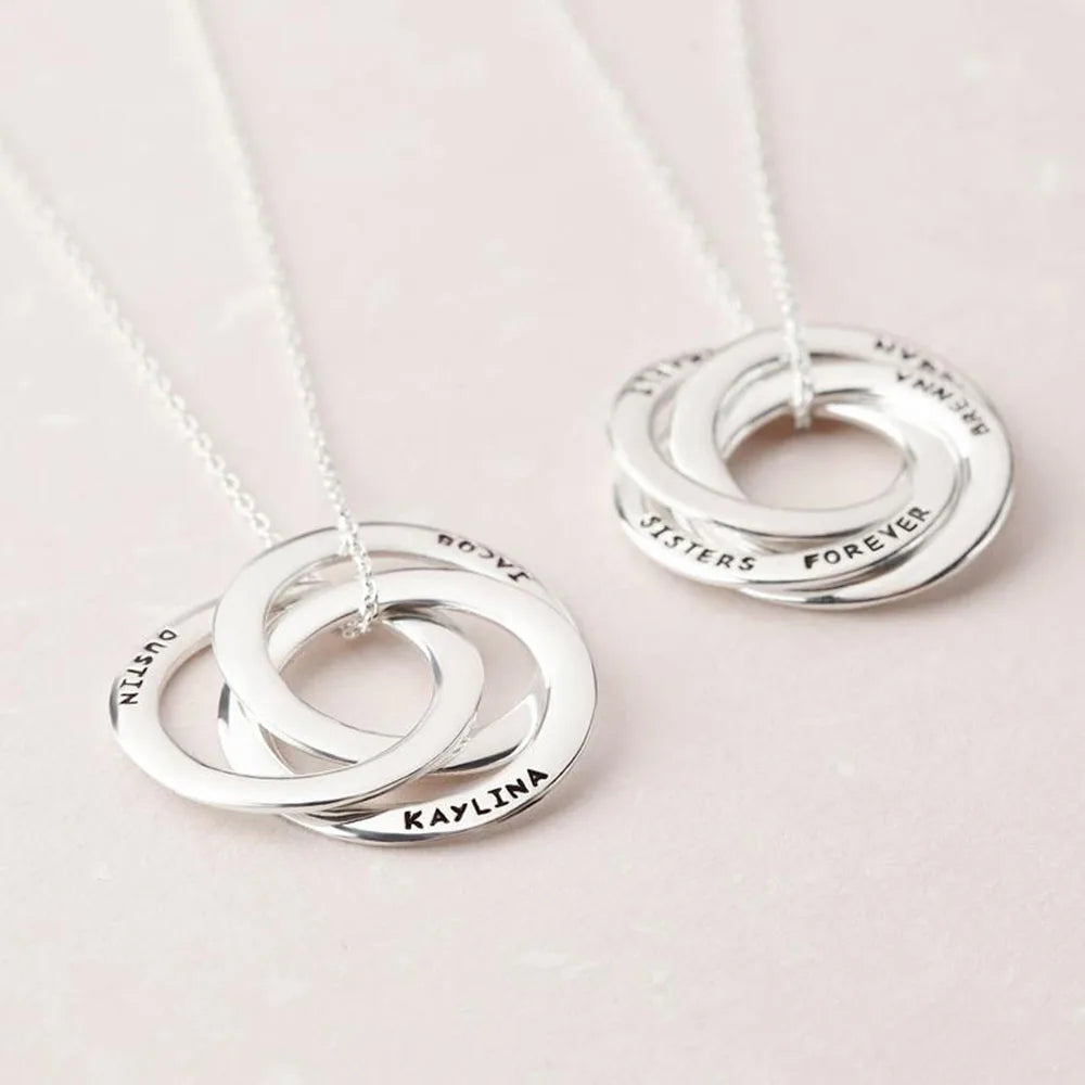 Custom Name Necklace Personality Stainless Steel Multi-round Lady Necklace Custom Name Jewelry Friend Gift