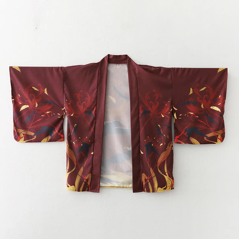 2023 New Summer Loose Red Black Japanese Samurai Streetwear Cardigan Women Men Harajuku Haori Kimono Cosplay Blouse Top Yukata