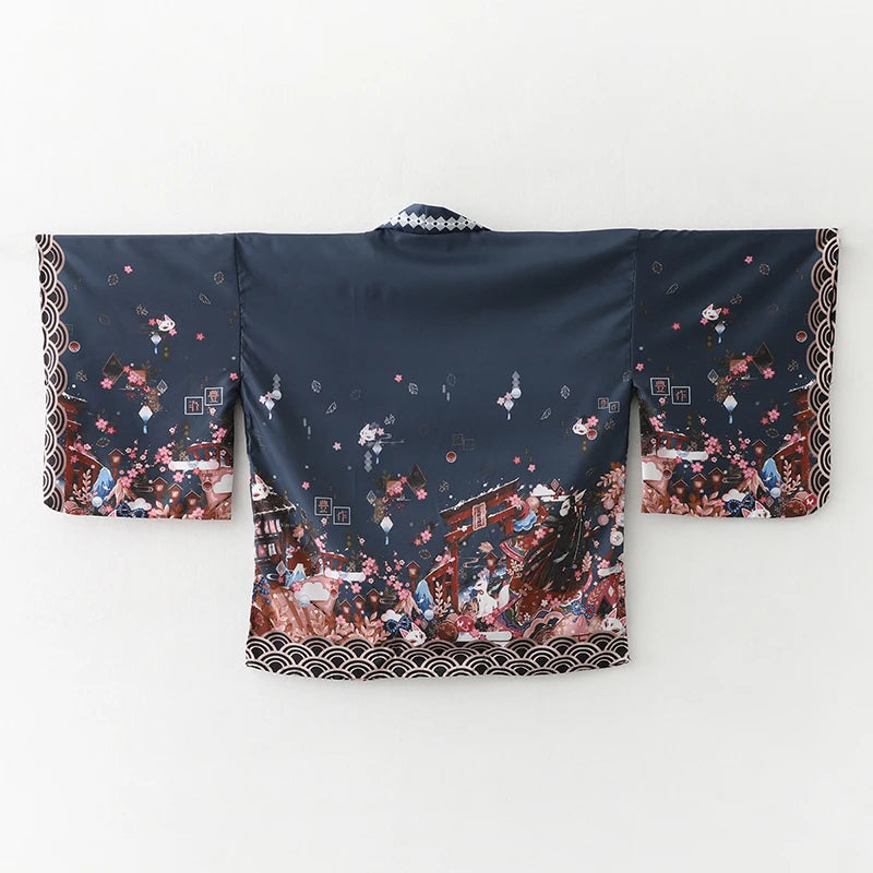 2023 New Summer Loose Red Black Japanese Samurai Streetwear Cardigan Women Men Harajuku Haori Kimono Cosplay Blouse Top Yukata