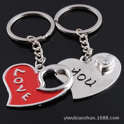 Novelty Couple Keychain Lovers Heart Key Chain Ring Casual Trinket Jewelry Valentine's Day Wedding Gift Accessories