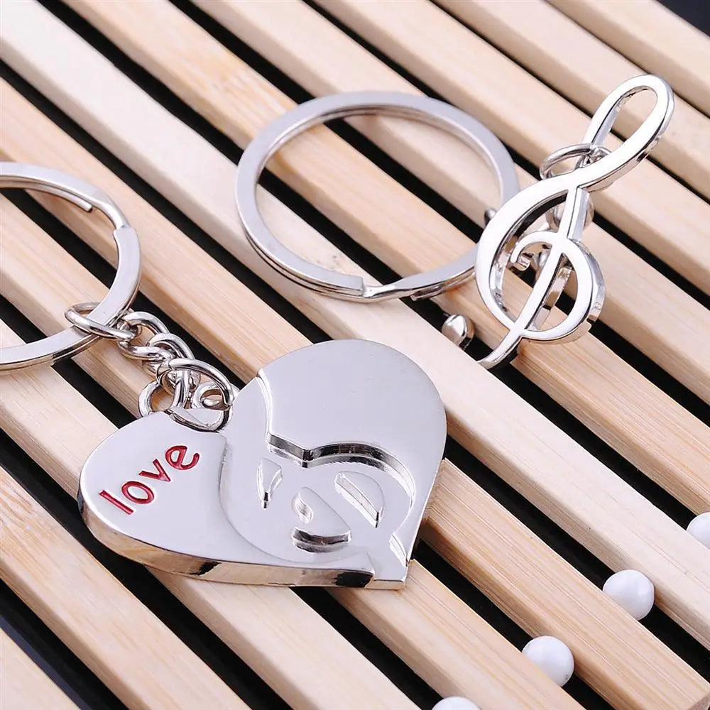 Novelty Couple Keychain Lovers Heart Key Chain Ring Casual Trinket Jewelry Valentine's Day Wedding Gift Accessories