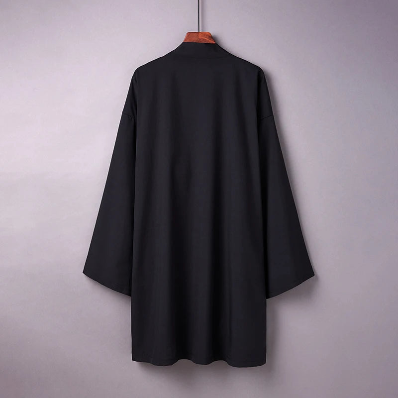 Japanese Yukata Kimono Haori Man Cardigan Harajuku Woman Long Cosplay Yukata Female Obi Black Streetwear White Beach Shirt
