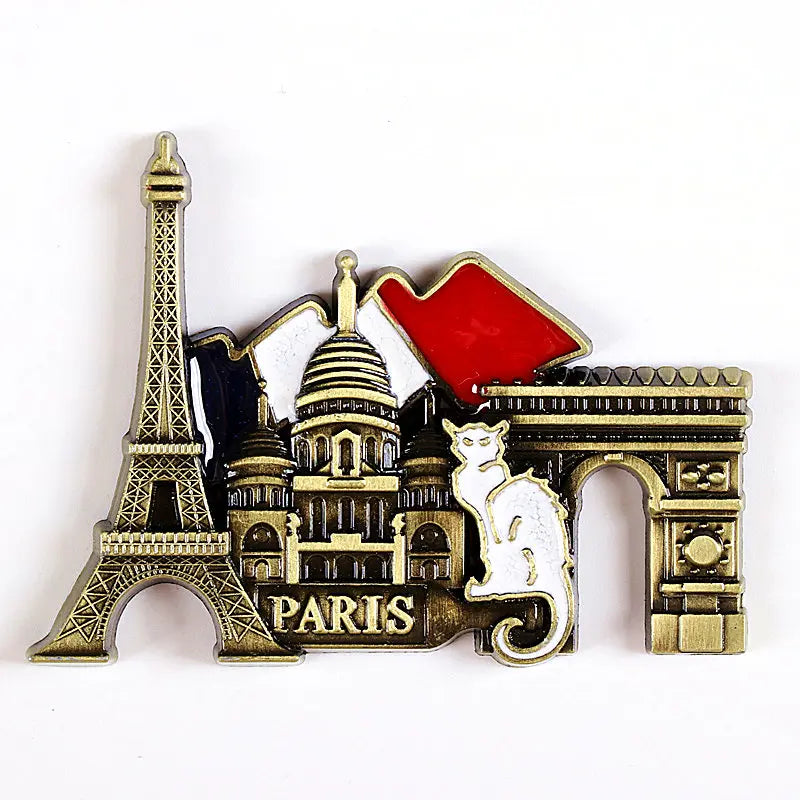 Fridge Magnet Decor Souvenir France United Kingdom Germany United States New York India Metal Magnetic Refrigerator Sticker