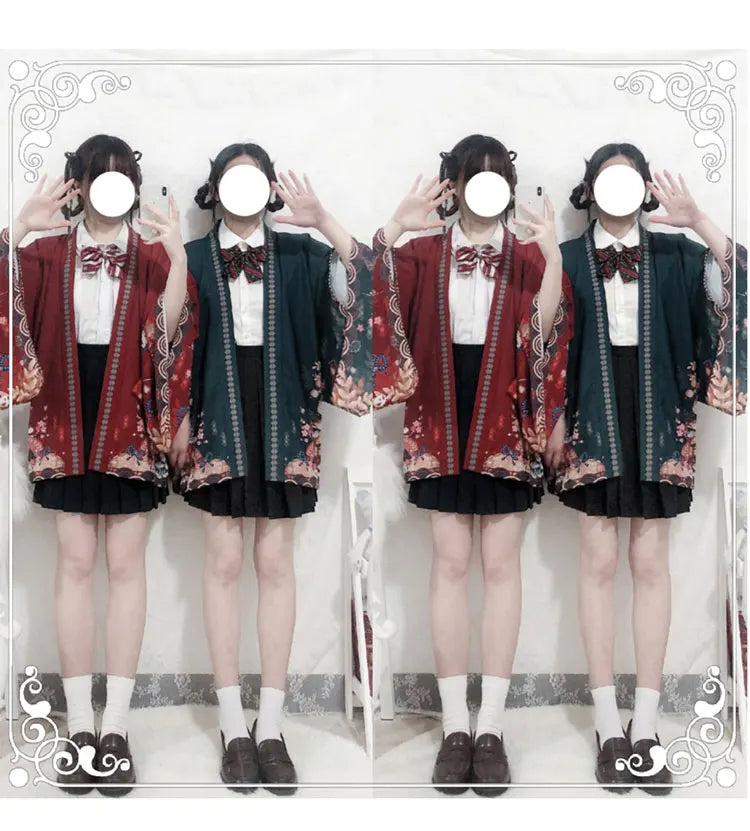 2023 New Summer Loose Red Black Japanese Samurai Streetwear Cardigan Women Men Harajuku Haori Kimono Cosplay Blouse Top Yukata