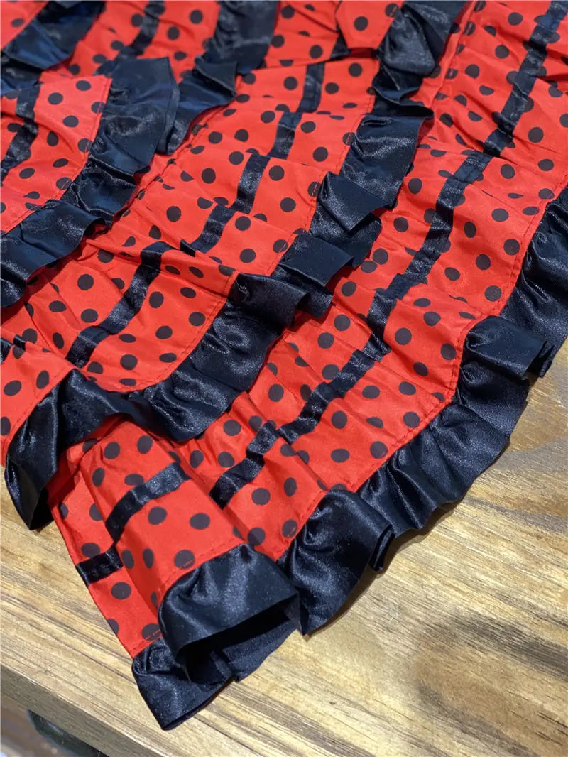 Traditional Spanish Flamenco Dance Dress For Girls Classic Flamengo Gypsy Style Skirt Bullfight Festival Mexican Girl Red