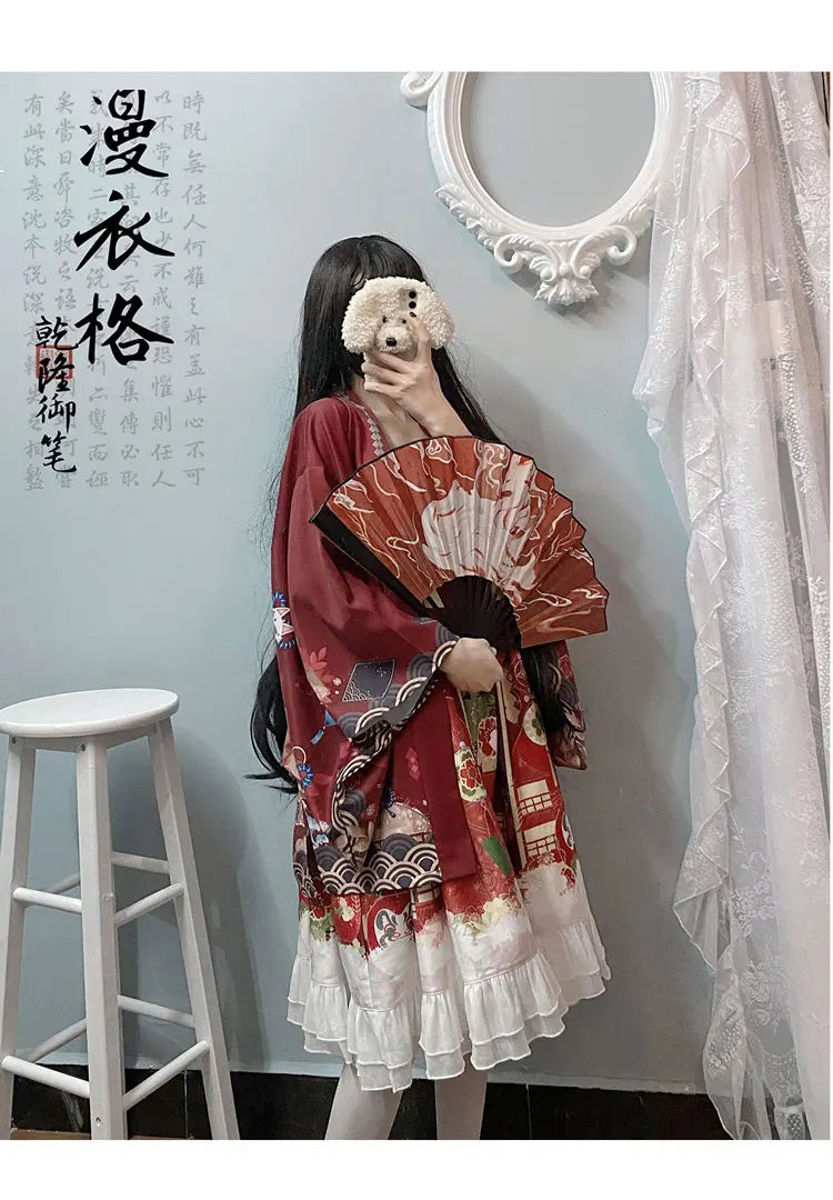 2023 New Summer Loose Red Black Japanese Samurai Streetwear Cardigan Women Men Harajuku Haori Kimono Cosplay Blouse Top Yukata