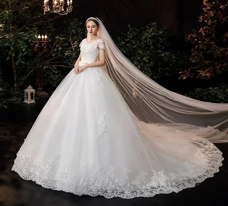 Best Selling 2024 Long Sleeve V Neck Lace Wedding Dress 2025 Vintage Bride Bridal Ball Gown Modest Wedding Dresses Customized