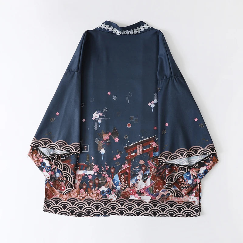 2023 New Summer Loose Red Black Japanese Samurai Streetwear Cardigan Women Men Harajuku Haori Kimono Cosplay Blouse Top Yukata