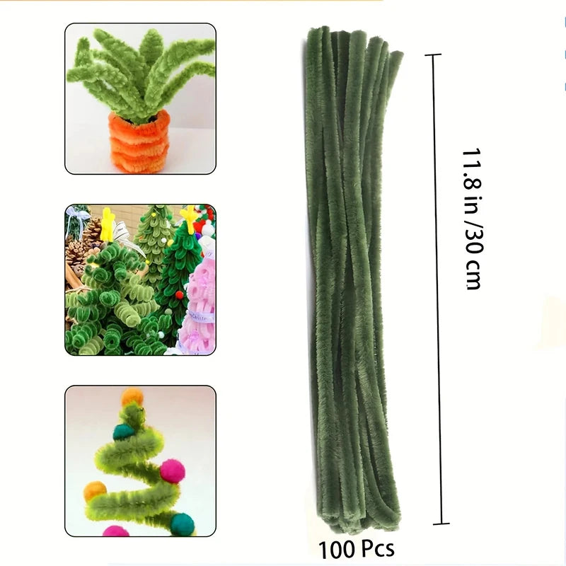 1set Green Pipe Cleaners,Pipe Cleaners For Crafts,Pipe Cleaner Crafts,Chenille Stems For Craft Kids DIY Arts&Crafts Supplies