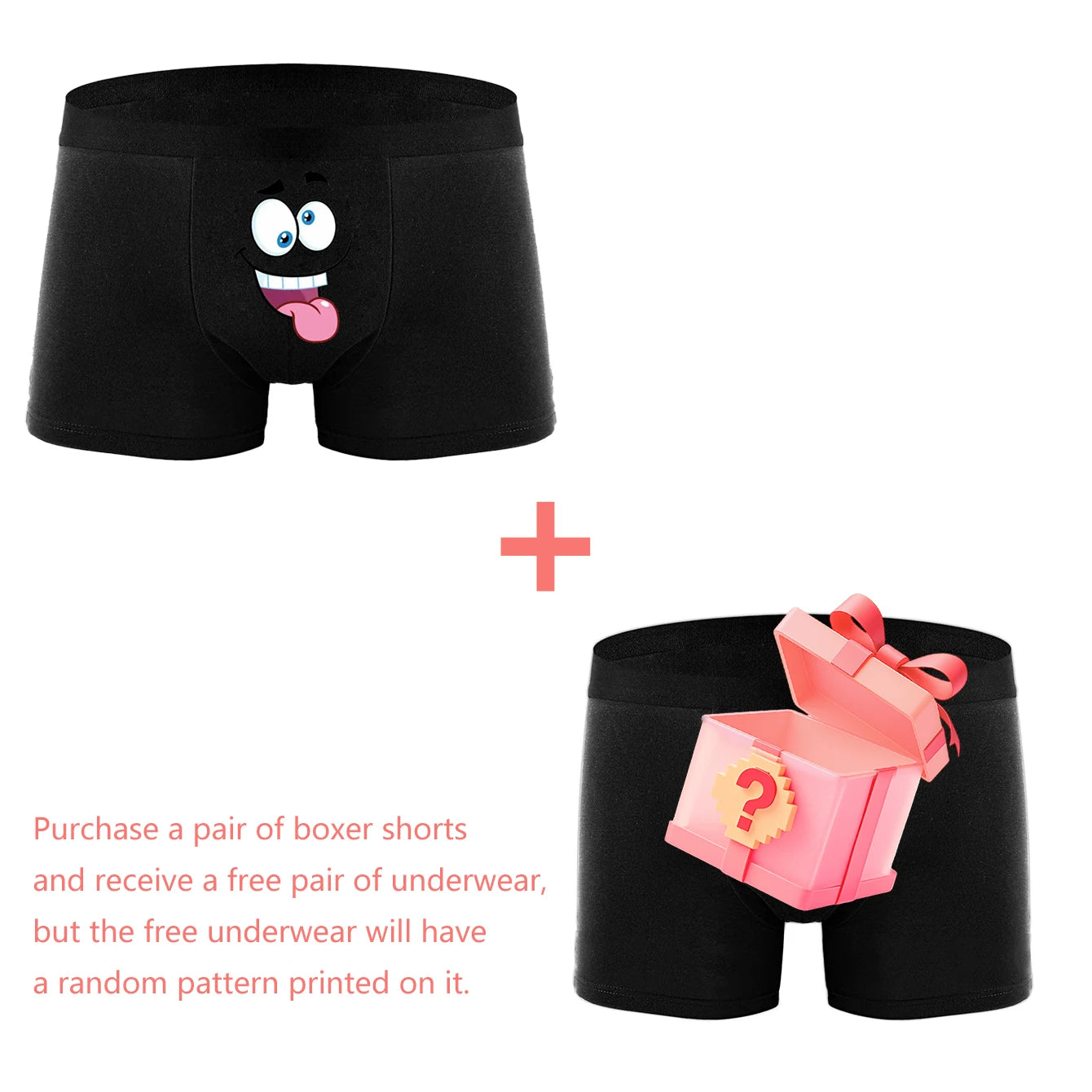 Large Size Men's Breathable Boxer Shorts – Funny Face Print Gift for Men & Dad