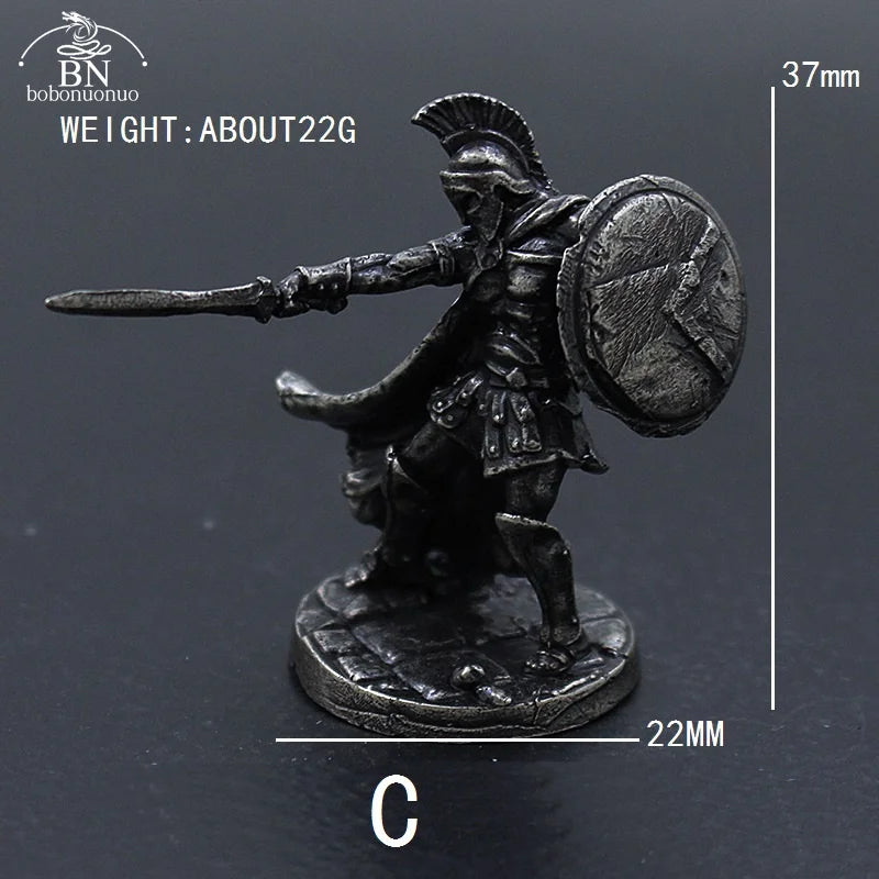 1pcs Ancient Spartan Rome Soliders Figurines Miniatures Vintage Metal Soldiers Model Statue Desktop Ornament Gift