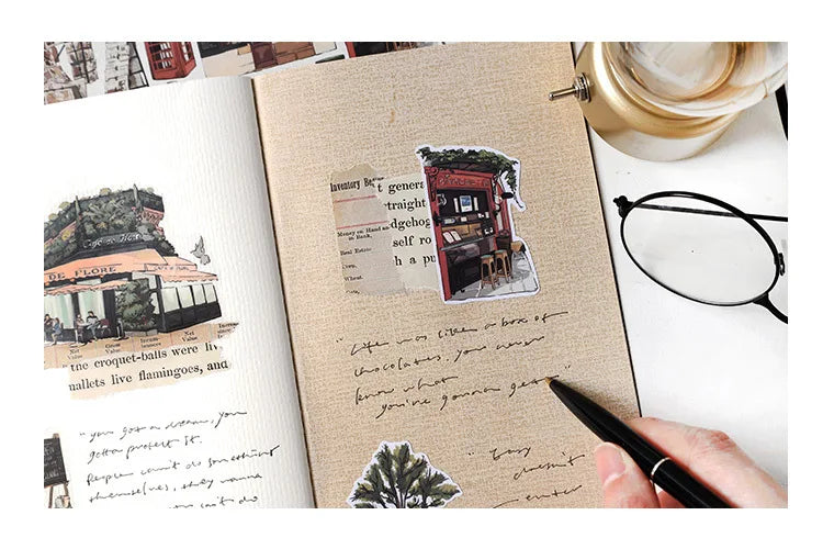Travel Journey Memory Washi Masking Tape Coffee Shop City Street View Decorative Stickers Diy Label For Scrapbooking Diary Album