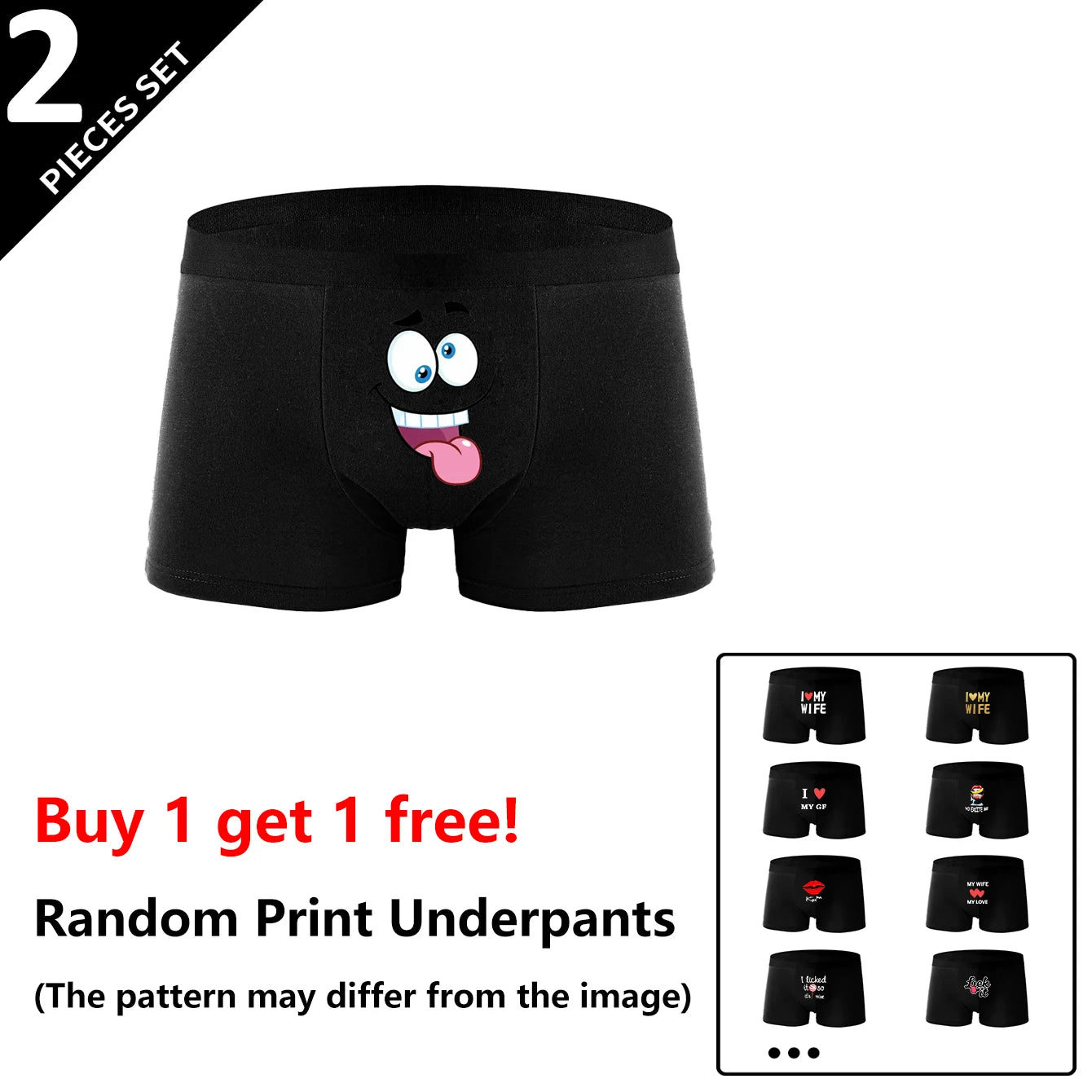 Large Size Men's Breathable Boxer Shorts – Funny Face Print Gift for Men & Dad