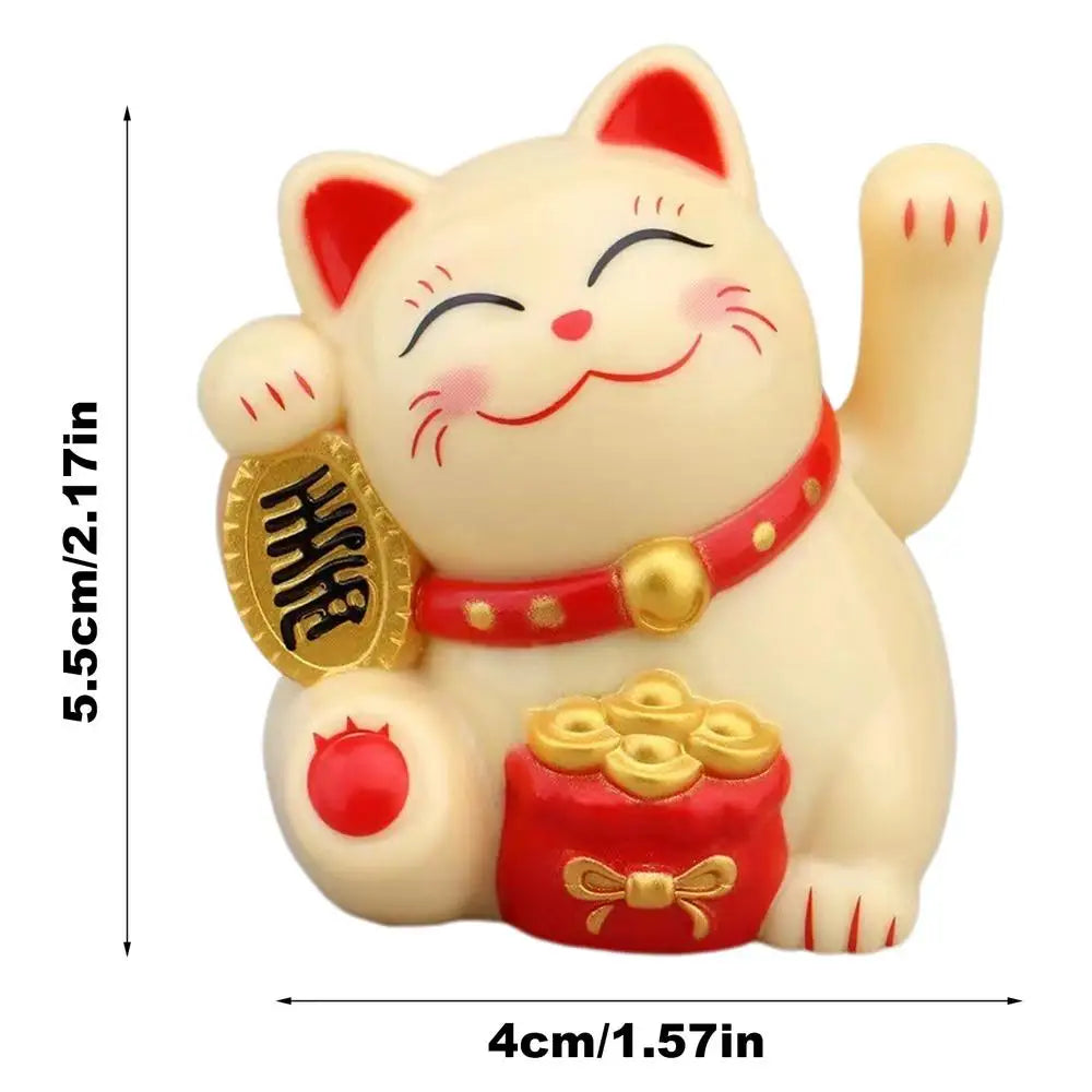Solar Powered ManekiNeko Lucky Cat Welcoming Chinese Lucky Cat Waving Hand Beckoning Fortune Cat Figurines For Home Decor