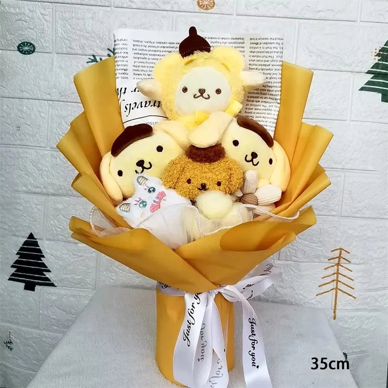 Christmas Gifts Sanrio Plush Flowers Bouquet Kuromi Plushie Soft Doll Animals Valentine's Day Birthday Wedding Party Gift
