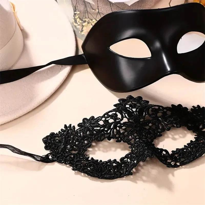 Black Masquerade Eye Masks Couple Venetian Men Women Cosplay Costume Halloween Dance Club Prom Party Headdress Half Face Masks