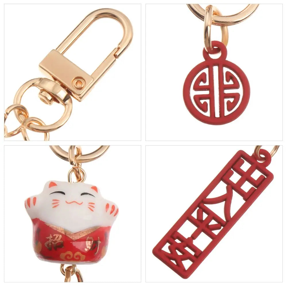 Cute Japanese Lucky Cat Keychain Cartoon Fortune Cat Keychain Car Bag Pendant Mobile Accessories Couple Gift