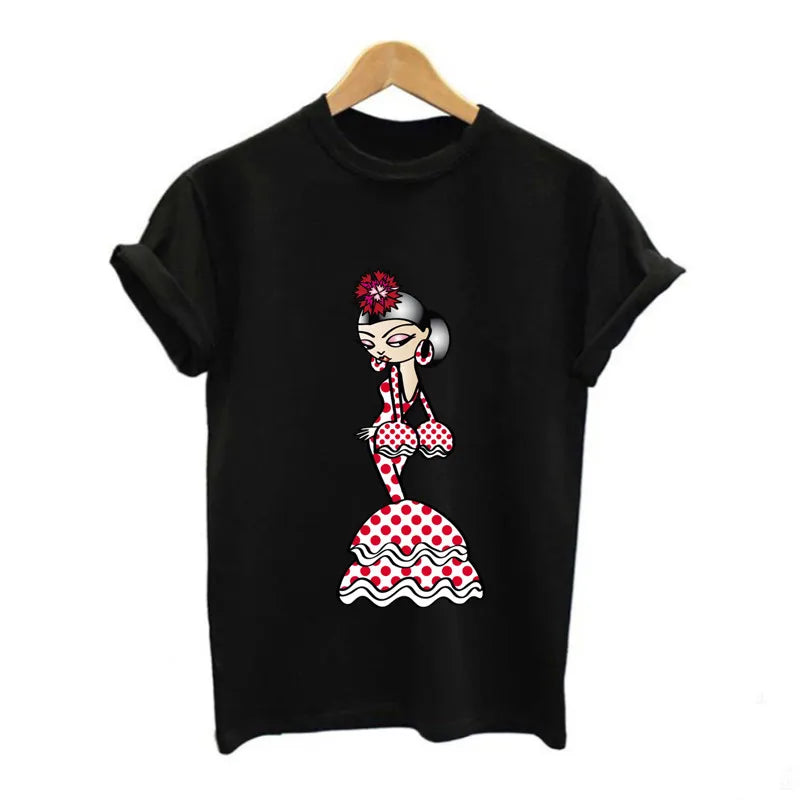 2Pcs/Lot Flamenco Dance Heat Thermal Transfer Fusible Stickers Iron On Thermoadhesive Patches For Clothes Ironing Accessories