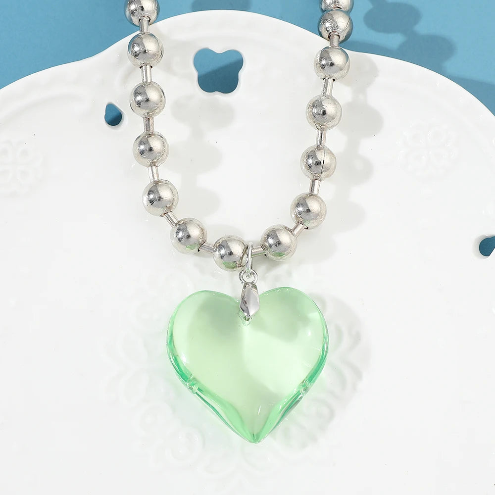 Elegant Love Heart Pendant Necklace for Women Y2K Jewelry Collares Wed Bridal Knotted Bowknot Adjustable Boho Neck Chains