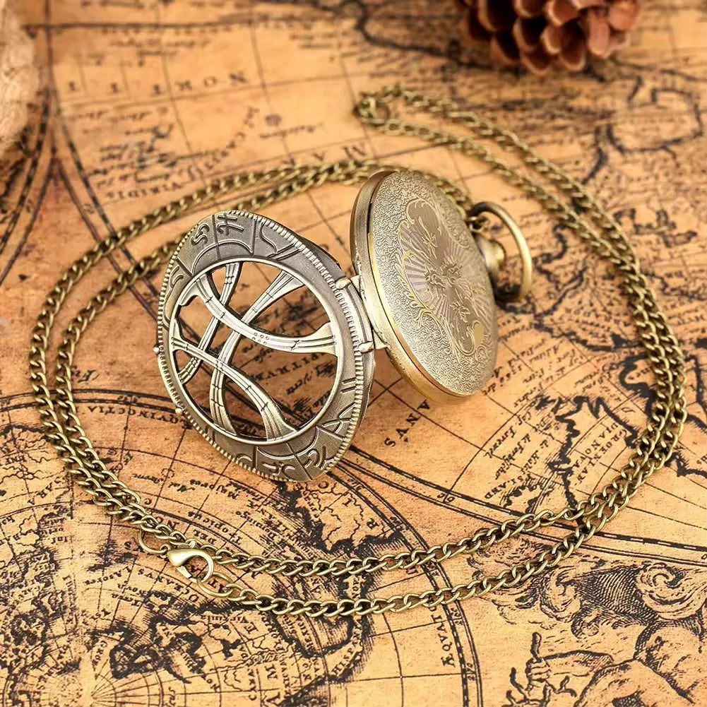 Souvenir Gift Necklace Chain Pendant Old Clock Marvel Reloj Vintage Quartz Pocket Watches For Eye Of Agamotto Men Women