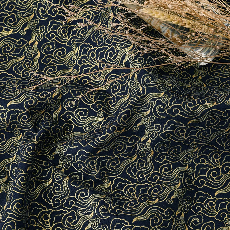 0.5/1/2 Yard 100% Cotton Fabric Traditional Japanese Kimono Style Print DIY Handmade Making Cheongsam, Hanfu, Holiday Decoration