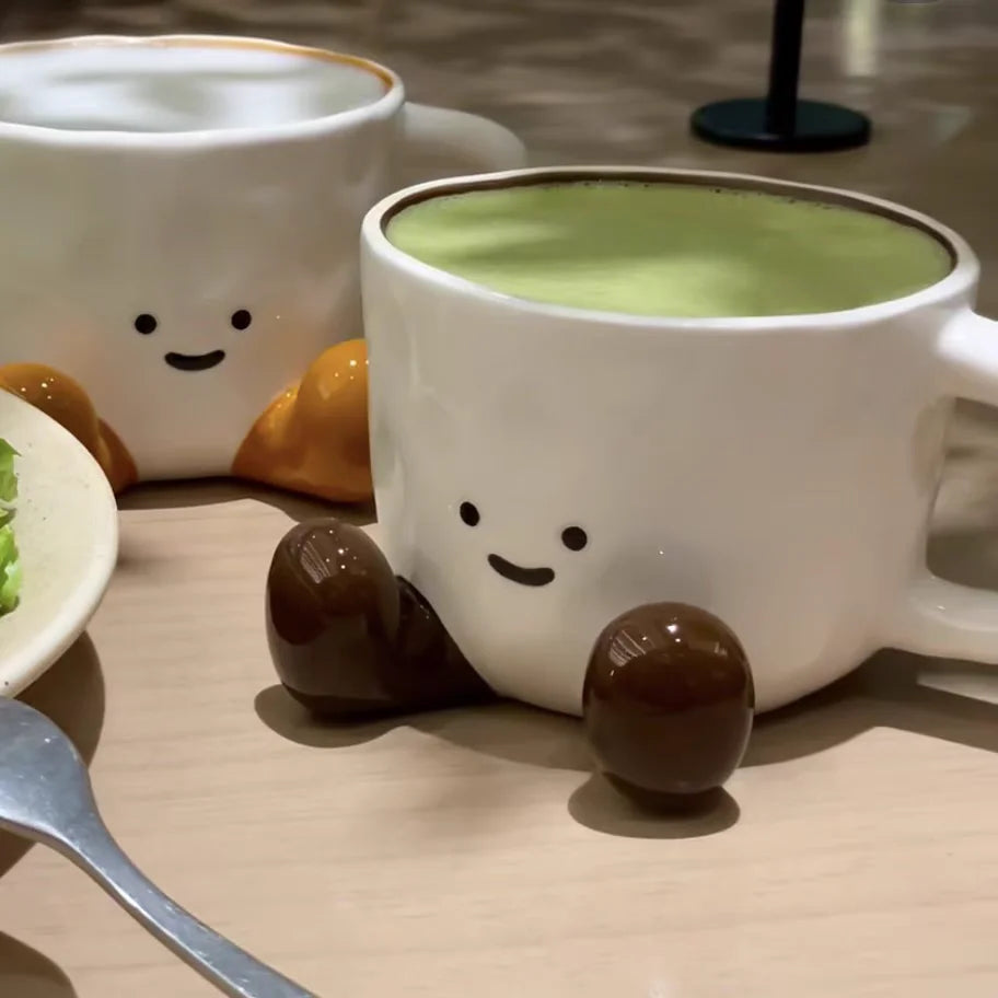 Cartoon Couple Ceramic Mug Creative Coffee Milk Tea Water Cup Cute Children Breakfast Cup Household Drinkware