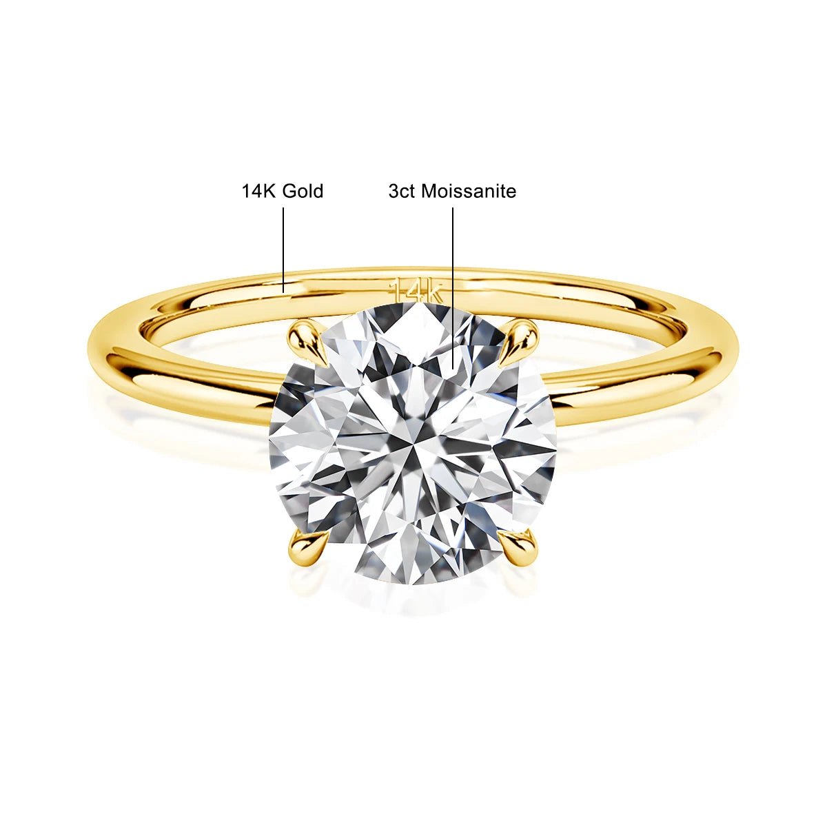 Original and Pure 14k Gold Wedding Rings Au585 Jewelry Real Certified 1ct to 3ct Moissanite Ring for Women Luxury Wedding 2025