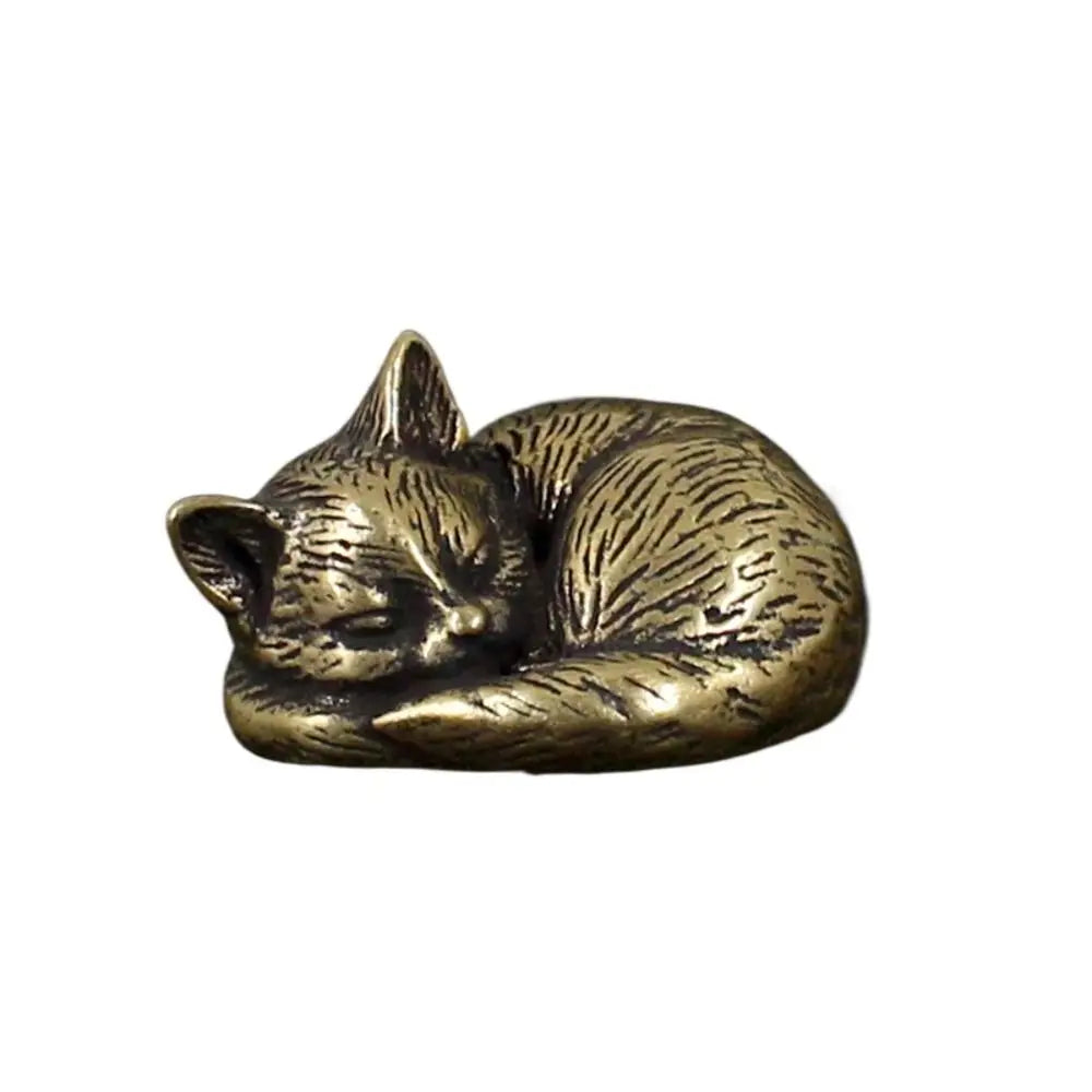 Crafts Brass Small Cat Metal Statue Cute Creative Tea Pet Simulated Exquisite Model Sculpture Toy