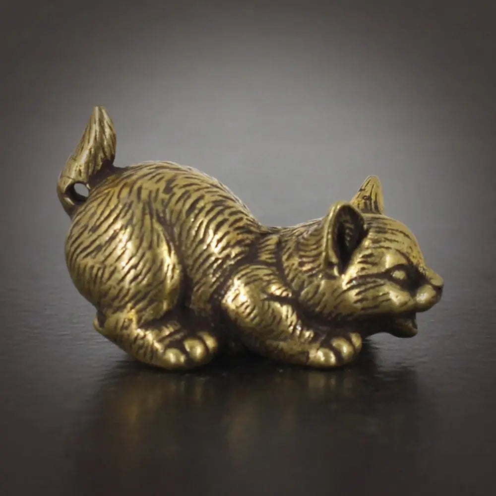 Crafts Brass Small Cat Metal Statue Cute Creative Tea Pet Simulated Exquisite Model Sculpture Toy