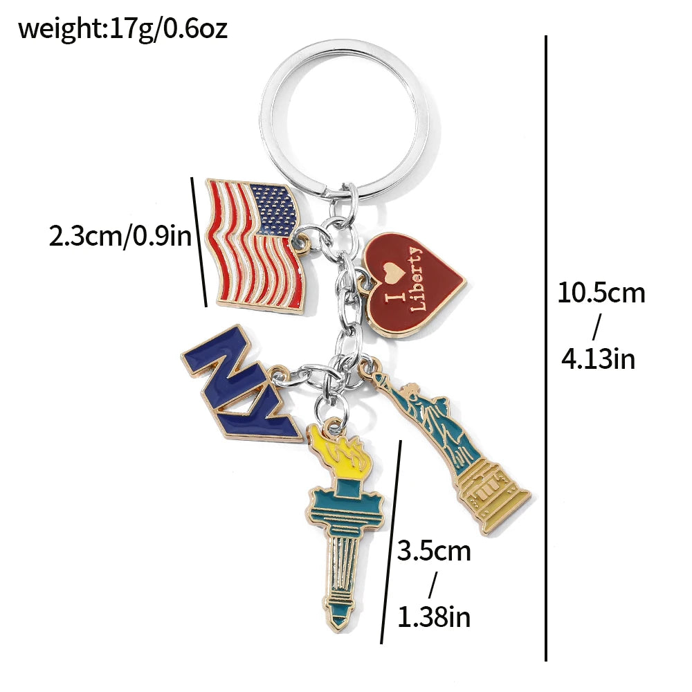 Statue of Liberty Decorations Independence Day Keychain Bag Pendant Heart Decorative Keying Backpack Liberty Pendant Accessories