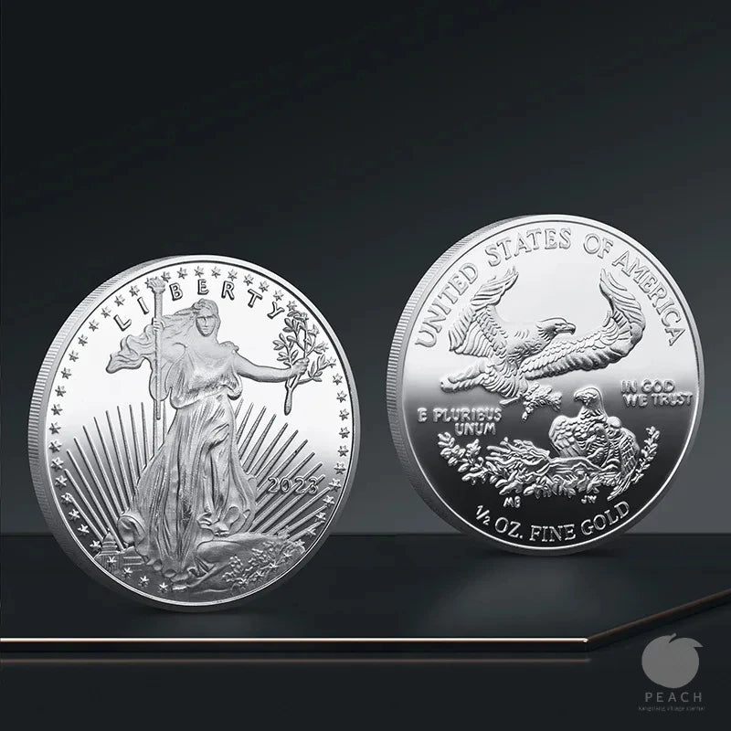 Statue of Liberty Souvenir Coin Collection Metal Three Dimensional Relief Commemorative Medal Emblem