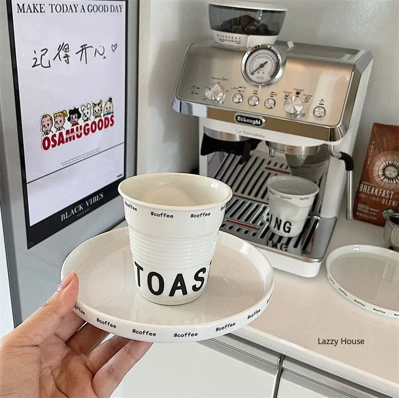 Ins Style Irregular Ceramic Mug Hand-pinch Coffee Cup Mugs Funny Glass Drinking Glasses Kawaii Cup Dessert Plate Mugs Coffee Cup