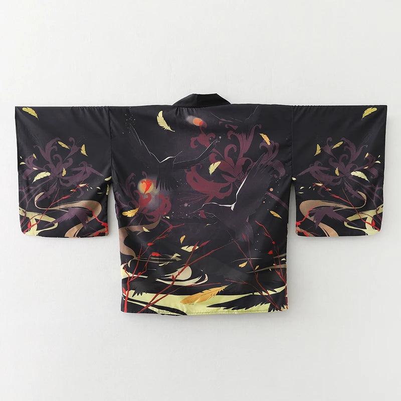 2023 New Summer Loose Red Black Japanese Samurai Streetwear Cardigan Women Men Harajuku Haori Kimono Cosplay Blouse Top Yukata