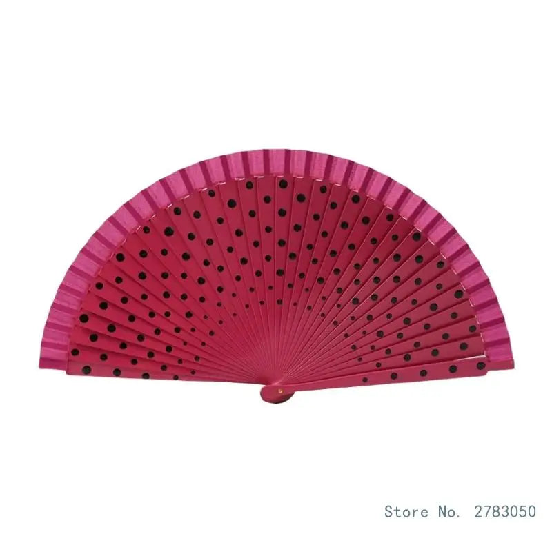 Flamenco Spanish Vintage Hand Fan Wedding Dance Dots Pattern Folding Fan Elegant Handheld Dancing Performances