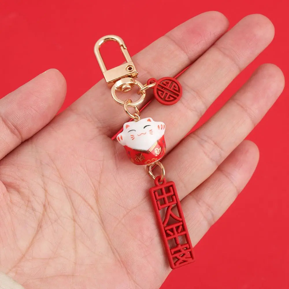 Cute Japanese Lucky Cat Keychain Cartoon Fortune Cat Keychain Car Bag Pendant Mobile Accessories Couple Gift