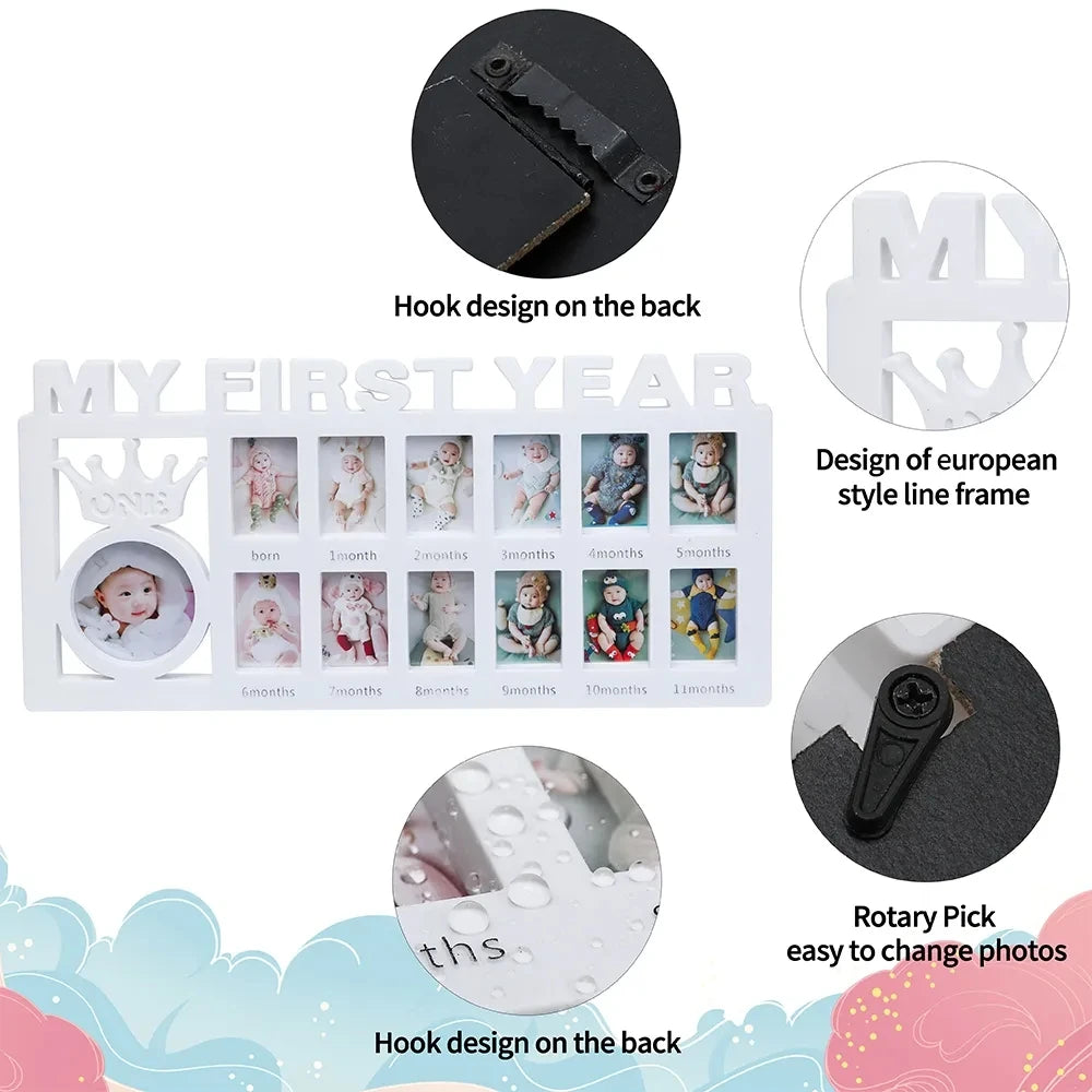 Baby Keepsake Frame 0-12 Months Pictures My First Year Photo Frame Newborn Memory Gifts