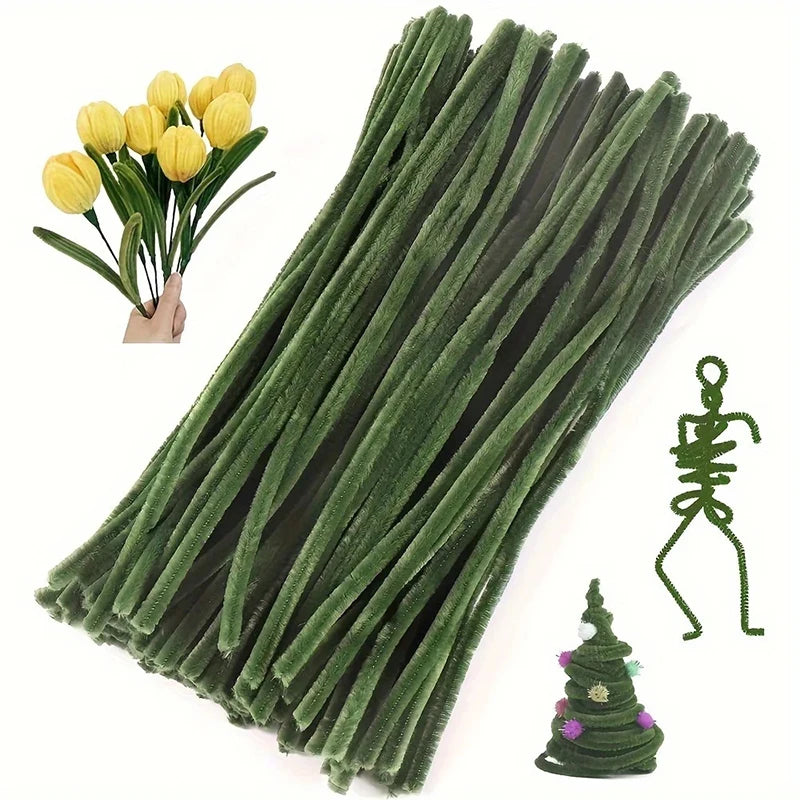 1set Green Pipe Cleaners,Pipe Cleaners For Crafts,Pipe Cleaner Crafts,Chenille Stems For Craft Kids DIY Arts&Crafts Supplies