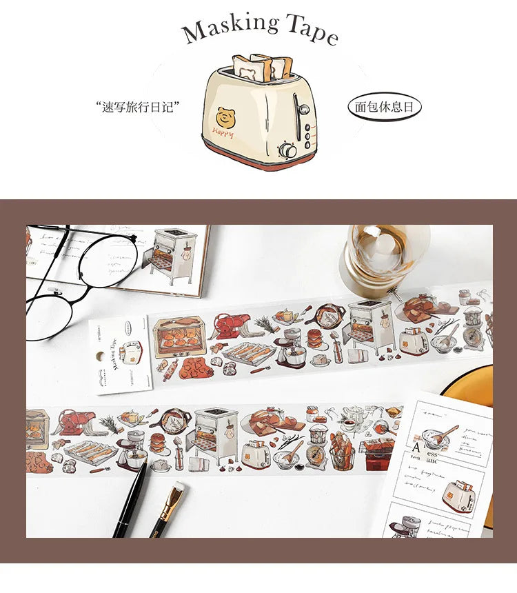 Travel Journey Memory Washi Masking Tape Coffee Shop City Street View Decorative Stickers Diy Label For Scrapbooking Diary Album