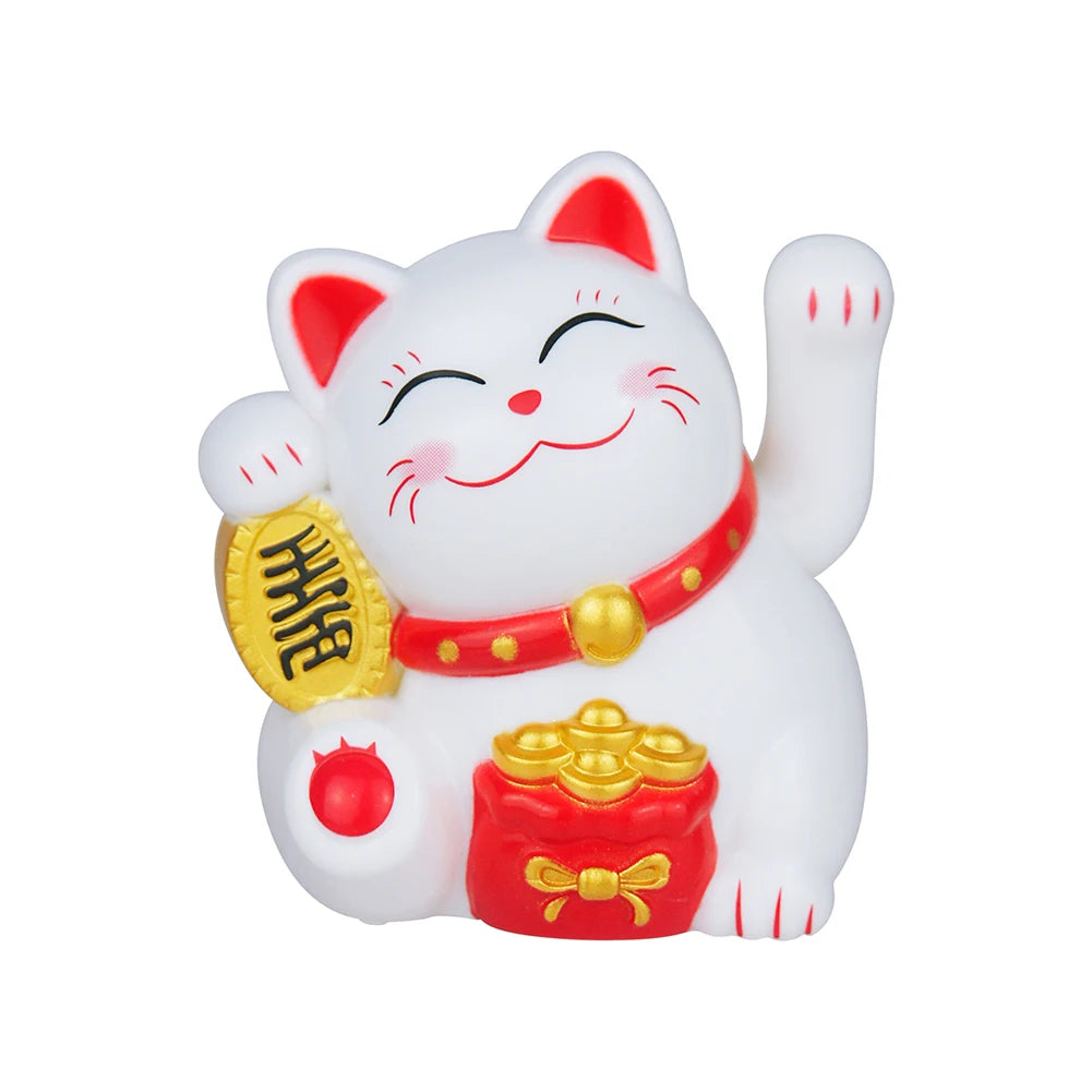 1pcs Solar Powered Maneki Neko Waving Arm Beckoning Fortune Cat Lucky Cat For Home Office And Car Decor