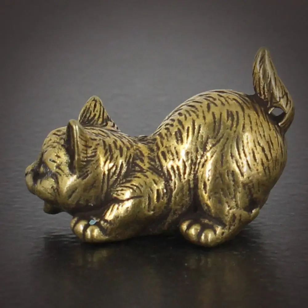 Crafts Brass Small Cat Metal Statue Cute Creative Tea Pet Simulated Exquisite Model Sculpture Toy