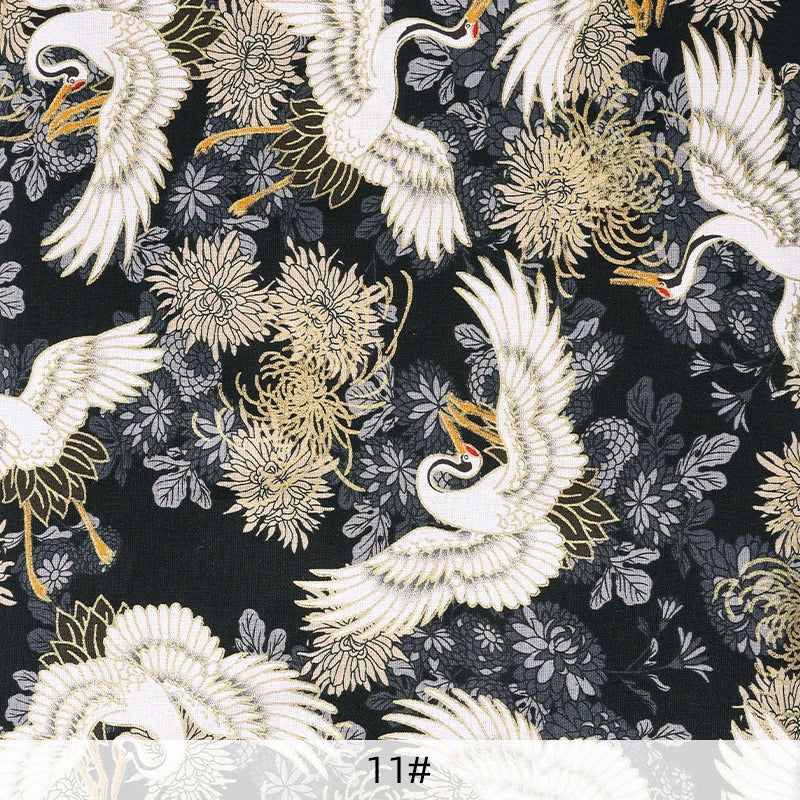 0.5/1/2 Yard 100% Cotton Fabric Traditional Japanese Kimono Style Print DIY Handmade Making Cheongsam, Hanfu, Holiday Decoration
